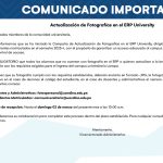 Comunicado: Sobre actualización de fotografías en el ERP University